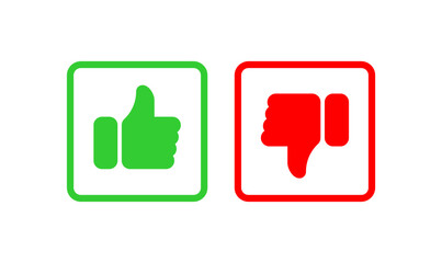 Wall Mural - like and dislike signs. thumbs up and thumbs down. flat style