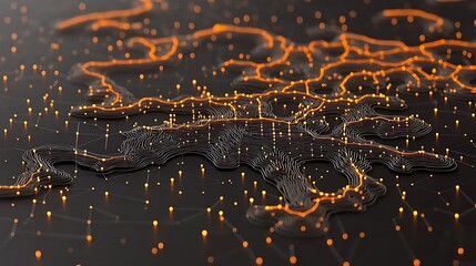 Poster - An abstract illustration of a data network with lighting effects