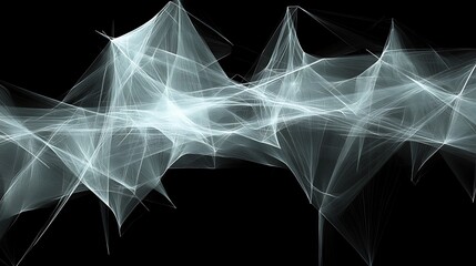 Poster - Abstract digital artwork of intersecting lines and shapes on black
