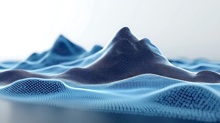 Poster - Abstract blue mountains and waves made of tiny dots