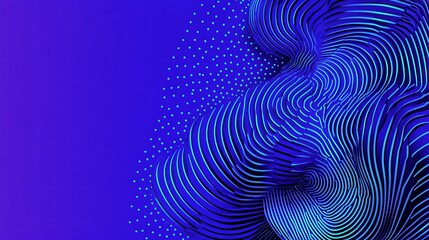 Poster - A flowing abstract design of blue lines and dots on a gradient