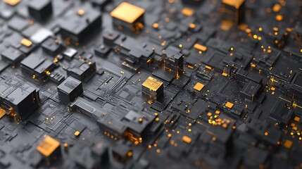 Poster - An abstract depiction of a futuristic glowing electronic circuit board
