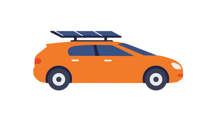 Poster - Solar-powered car in flat design style featuring vibrant colors and vector art