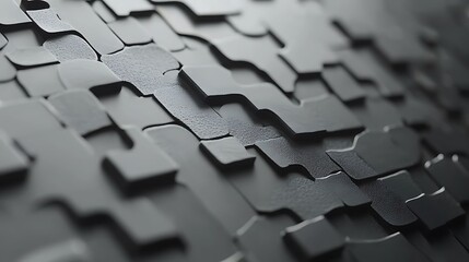 Poster - Dark gray puzzle pieces arranged in an abstract geometric pattern