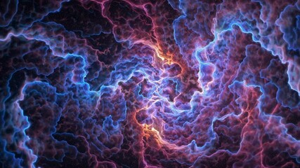Wall Mural - top-down view of a vibrant, swirling nebula with electric blue and pink hues, resembling a cosmic st