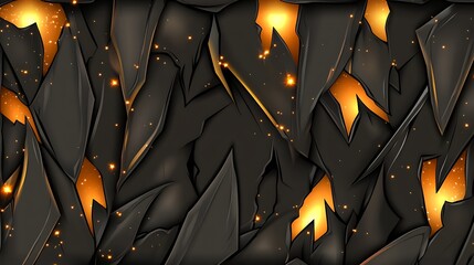 Poster - Abstract Illustration Featuring Shattered Dark Surfaces and Glowing Interiors