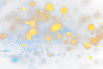Aufkleber - Abstract blue and gold bokeh lights.