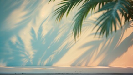 Poster - sunlight creates intricate palm shadows on a textured wall in a tranquil outdoor setting during the 