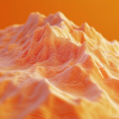 Aufkleber - Digital Orange Terrain: A Wireframe Landscape Emerging from the Earth's Surface, Showing Abstract Formations.