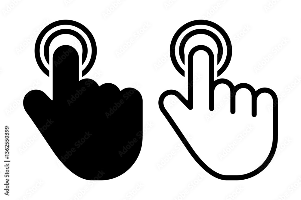 Vector illustration of hand cursor icon set isolated on transparent ...