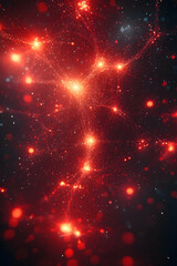 Wall Mural - Glowing red points connected by a web in space