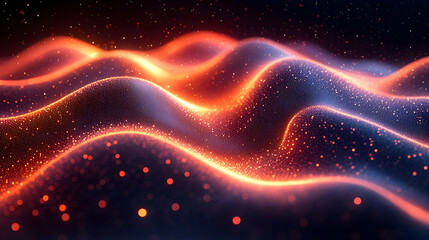 Wall Mural - Glowing waves undulate, dotted with light
