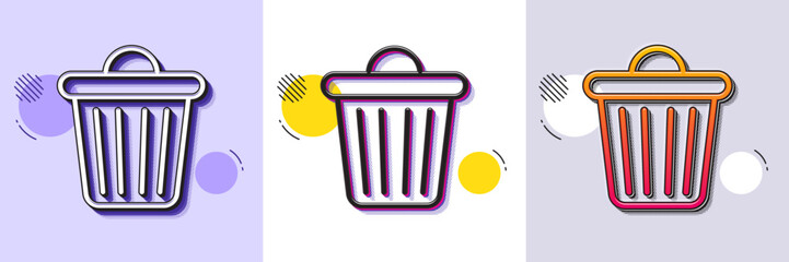 Poster - trash bin line icon. halftone dotted pattern. gradient icon with grain shadow. garbage, waste sign. 