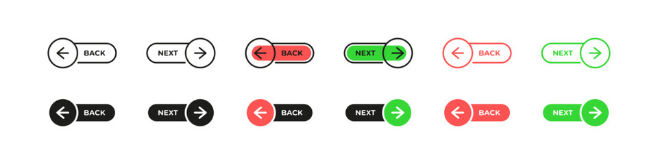 Next and back buttons with arrows. Navigation control icons