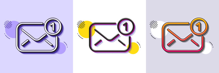 Poster - new message line icon. halftone dotted pattern. gradient icon with grain shadow. mail envelope sign.
