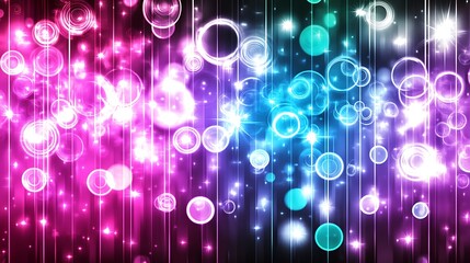 Poster - Colorful abstract illustration featuring bright glowing circles and vertical lines