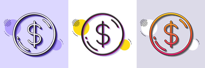 Poster - dollar money line icon. halftone dotted pattern. gradient icon with grain shadow. usd currency sign.