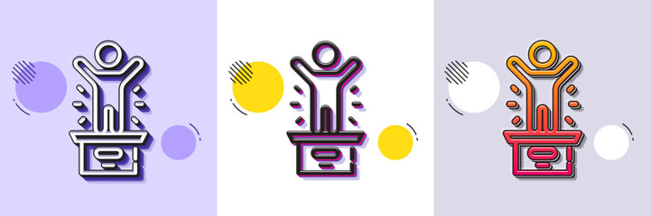 Aufkleber - winner podium line icon. halftone dotted pattern. gradient icon with grain shadow. first place sign.