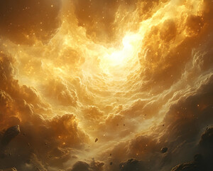 Wall Mural - Golden nebula, bright center