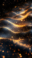 Wall Mural - Golden sparks wave over dark flowing fabric