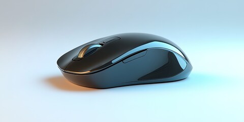 Poster - Wireless computer mouse on a soft surface with a minimalistic aesthetic in natural light setting