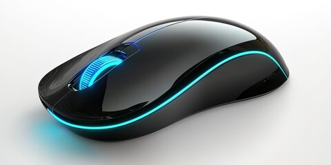 Poster - Sleek gaming mouse with blue LED lights designed for precision and comfort during long gaming sessions