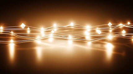 Poster - Illuminated string lights adorn a reflective surface with warmth