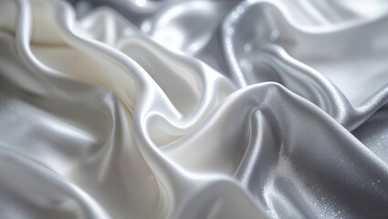 Poster - Luxurious silk fabric draping elegantly in soft light, showcasing smooth textures and shimmering surface details