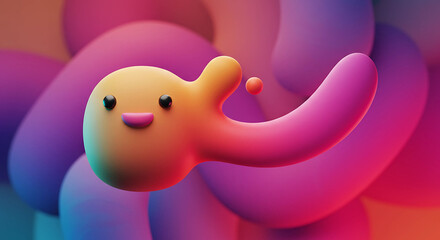 Leinwandbilder - Abstract character with pink and yellow gradient colors