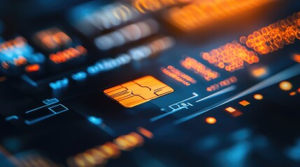 Poster - Abstract futuristic e-wallet payment concept with digital coins, blockchain security, and AI-driven financial analytics.