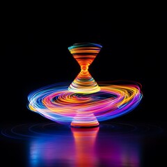 Poster - Colorful Light Trails Spinning in Dark Background with Motion Blur