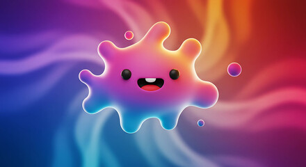 Leinwandbilder - Cute colorful blob character with a happy expression