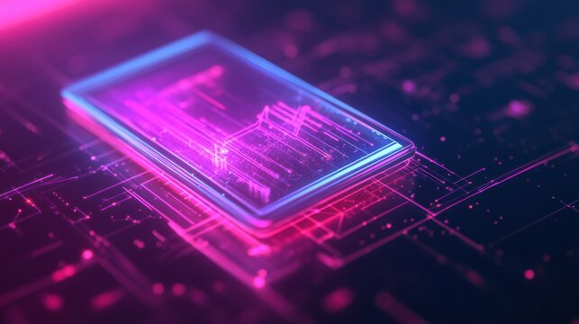 Futuristic Technology Abstract Background with Colorful Neon Light Patterns