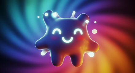 Leinwandbilder - Cartoon character with a smile and colorful background