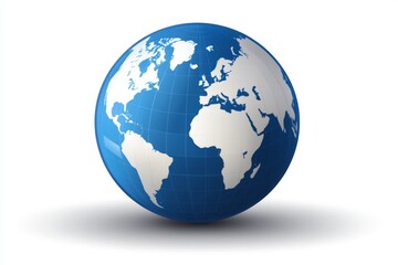 Poster - Globe featuring world map with blue oceans and white continents representing Earth's geography