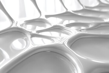Aufkleber - Abstract white texture resembling interconnected cells in a bright, modern interior space