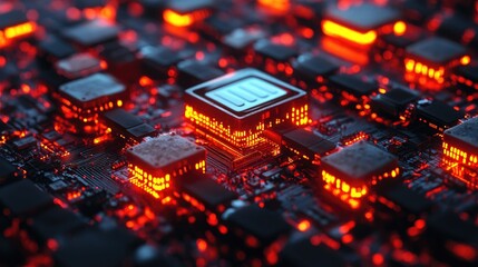 Poster - Blockchain-powered financial system with glowing nodes, secure crypto exchanges, and automated smart contracts.