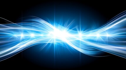 Poster - Abstract Blue Light Effects Flowing Across A Dark Background