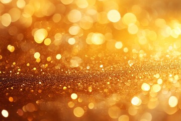 Poster - Sparkling golden bokeh lights create a warm atmosphere during a festive celebration in the evening
