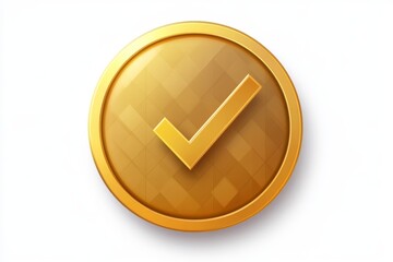 Aufkleber - Golden check mark symbol representing validation and approval in a simple design on a clean background