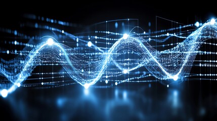 Poster - Abstract digital art shows glowing flowing lines and data points