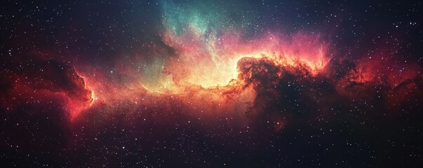 Wall Mural - stunning cosmic nebula in vibrant colors with stars and galactic clouds illuminating the night sky