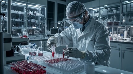 Poster - Laboratory research technician conducting experiments science lab digital content modern environment close-up viewpoint