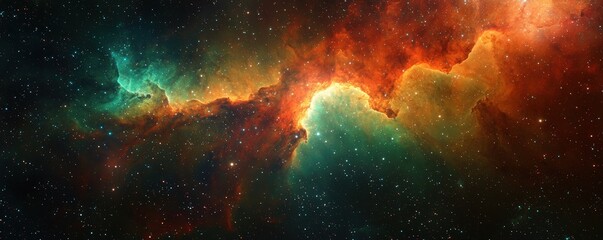 Wall Mural - stunning colorful nebula in deep space with stars and cosmic dust swirling in ethereal patterns