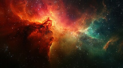 Wall Mural - colorful cosmic nebula with fiery hues and starry background capturing the beauty of outer space