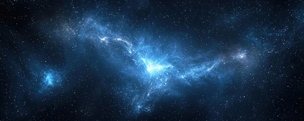Wall Mural - stunning cosmic nebula in deep space with glittering stars and ethereal blue glow