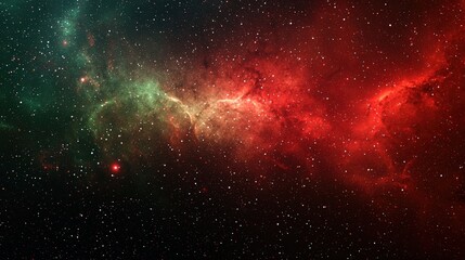 Wall Mural - vibrant cosmic nebula displaying rich colors of green, red, and stars against dark infinite space ba