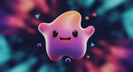 Leinwandbilder - Cartoon blob character with colorful background design