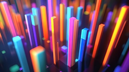 Poster - A D-rendered business graph with rising bars, symbolizing growth and success in the financial sector.