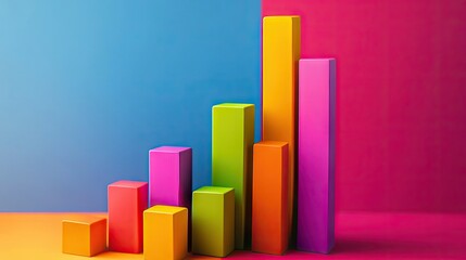 Poster - A D-rendered digital growth chart with vibrant colors symbolizing business expansion.